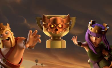 Clan War League trophy with Barbarian King and Archer Queen