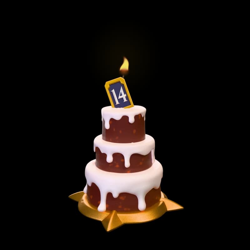 Official 14th Clashiversary cake artwork